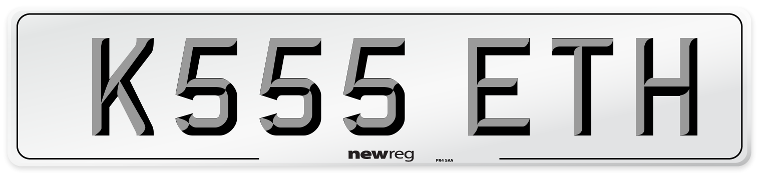 K555 ETH Number Plate from New Reg